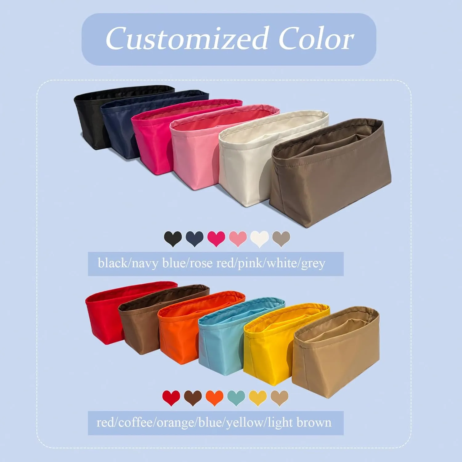 Purse Organizer Insert, Nylon Inner Liner for Loewe Flamenco Bag, Durable Storage Multiple Pouch Cosmetics Zipper Bag Insert Handbag Organizer (Style-02, Medium)