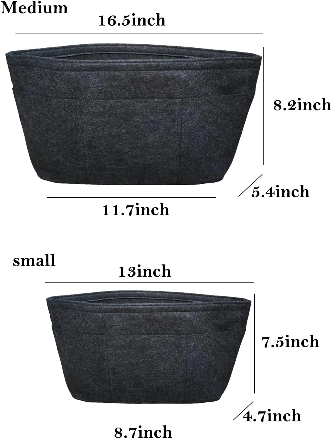 Purse Organizer Insert, Tote Bag Organizer Insert, Felt Bag Divider With 12 Pockets, Compatible With Tote, Handbags (Black, Small)