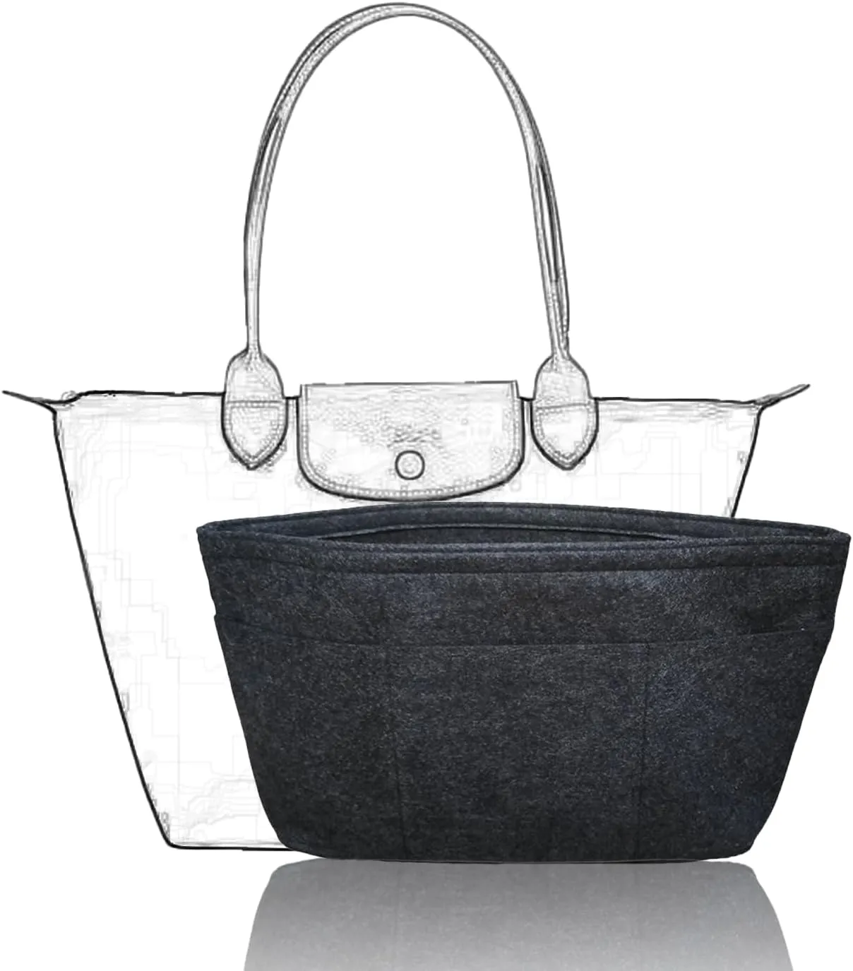 Purse Organizer Insert, Tote Bag Organizer Insert, Felt Bag Divider With 12 Pockets, Compatible With Tote, Handbags (Black, Small)