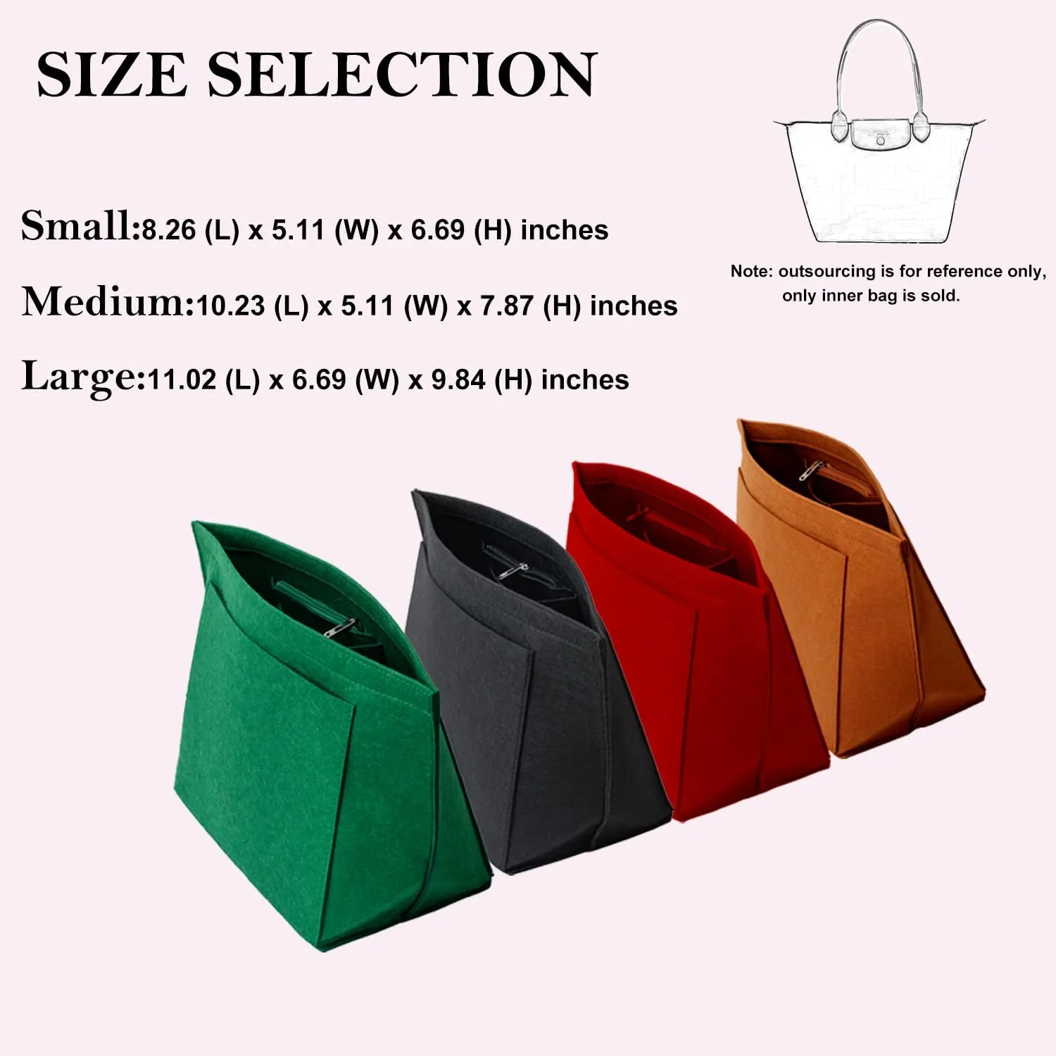 Purse Organizer, Multi-Pocket Felt Handbag Organizer, Folding Tote Bag organizer insert for Insert Wallet Organizer Suitable for Longchamp (Beige, Medium)