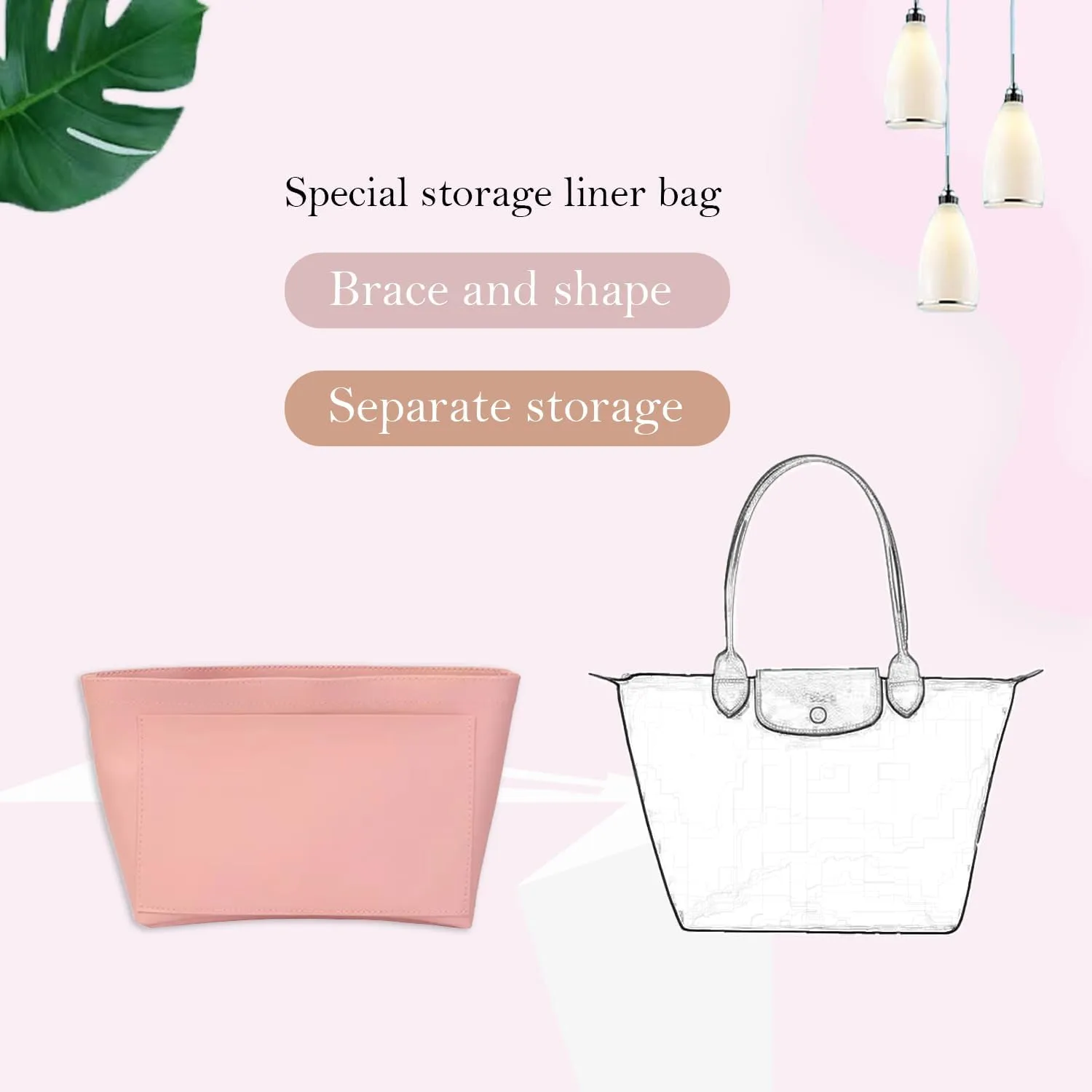 Purse Organizer, Multi-Pocket Felt Handbag Organizer, Folding Tote Bag organizer insert for Insert Wallet Organizer Suitable for Longchamp (Beige, Medium)