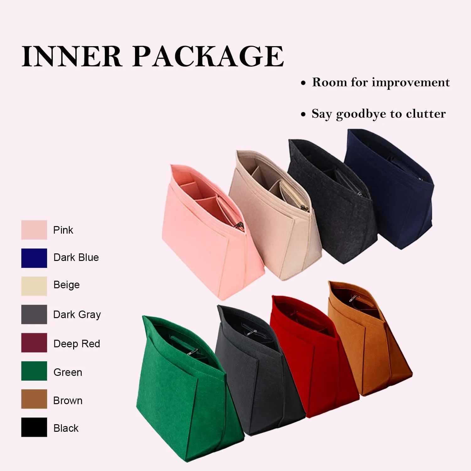 Purse Organizer, Multi-Pocket Felt Handbag Organizer, Folding Tote Bag organizer insert for Insert Wallet Organizer Suitable for Longchamp (Beige, Medium)