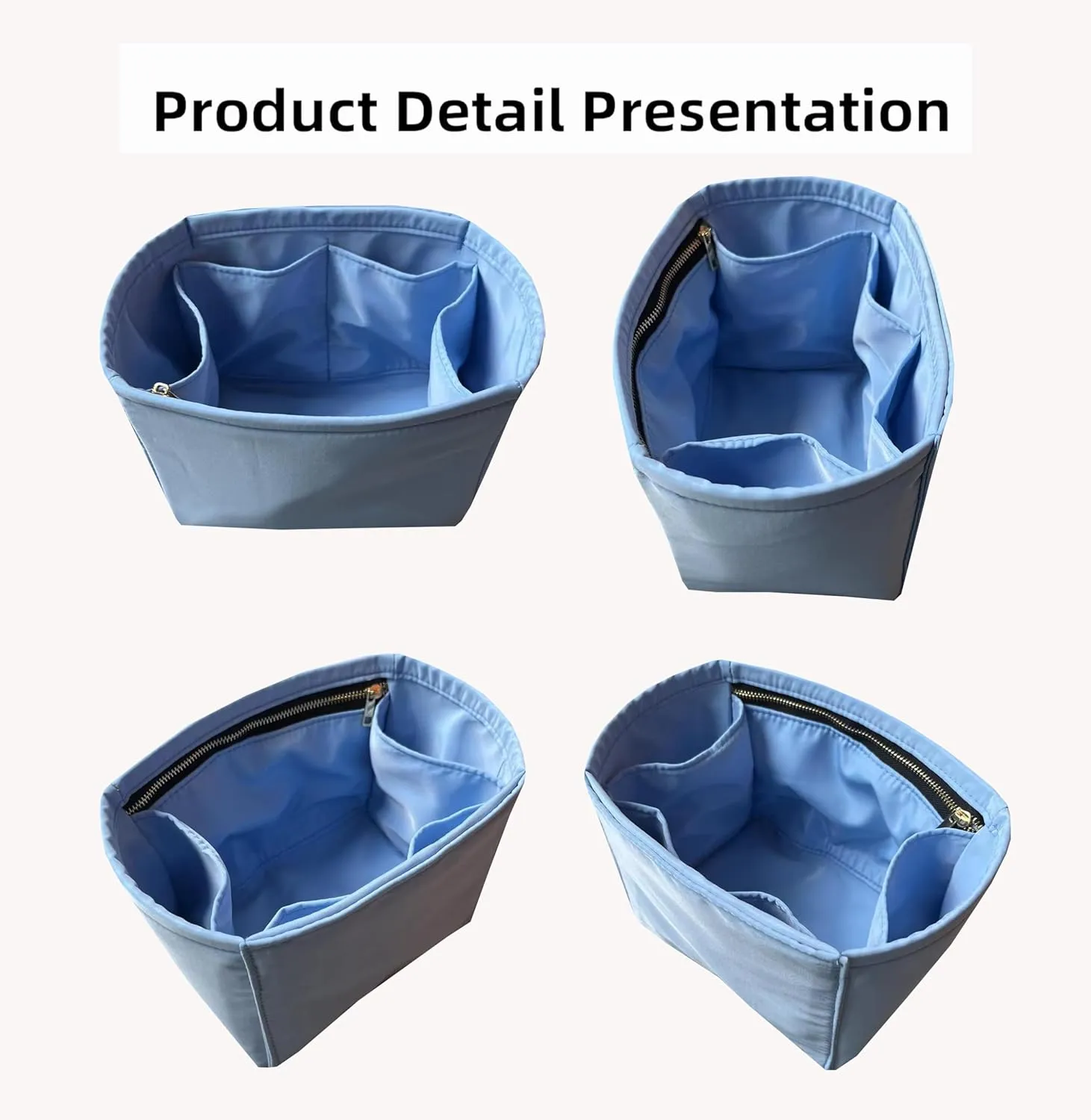Purse Organizer Picotin 18 22 26 Insert Bags Makeup Handbag Inner Purse Portable base shaper Premium Nylon (Picotin 18, Lightblue)
