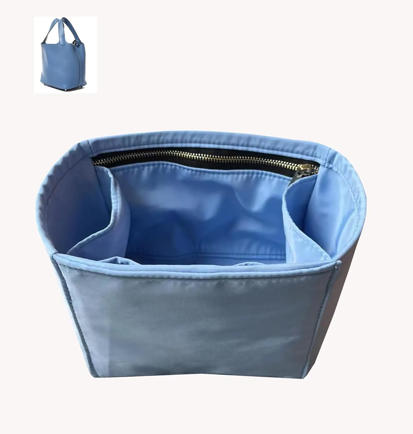 Purse Organizer Picotin 18 22 26 Insert Bags Makeup Handbag Inner Purse Portable base shaper Premium Nylon (Picotin 18, Lightblue)