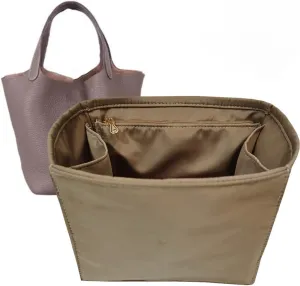 Purse Organizer Picotin 18 22 26 Insert Bags Makeup Handbag Inner Purse Portable base shaper Premium Nylon (Picotin 22, khaki)