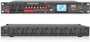 Pyle 10 Outlet Power Sequencer Conditioner - 13 Amp 2000W Rack Mount Pro Audio Digital Power Supply Controller Regulator w/Voltage Readout, Surge Protector, for Home Theater Stage/Studio Use - PCO875