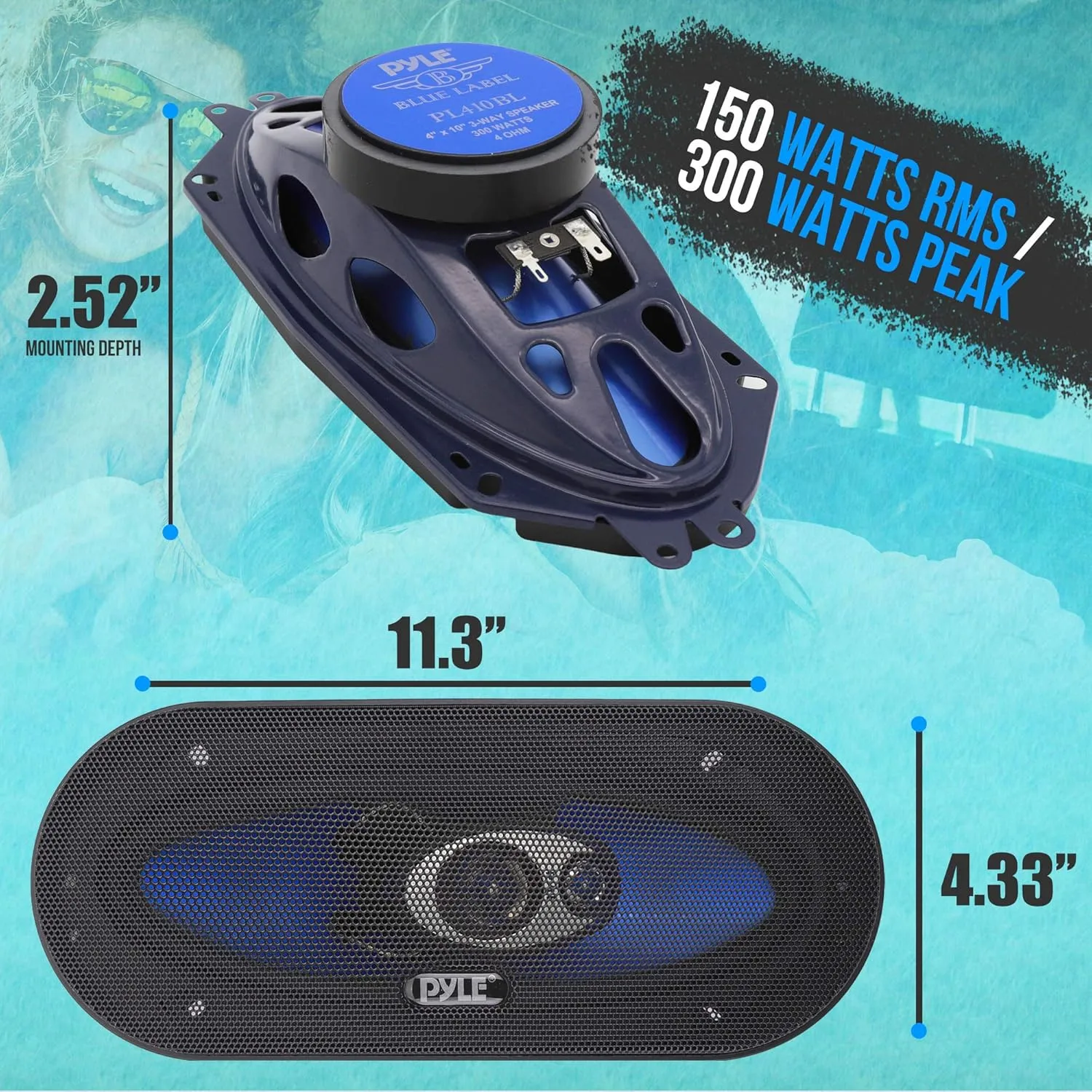 Pyle 2-Way Universal Car Stereo Speakers - 120W 3.5 Inch Coaxial Loud Pro Audio Car Speaker Universal OEM Quick Replacement Component Speaker Vehicle Door/Side Panel Mount Compatible PL32BL (Pair)