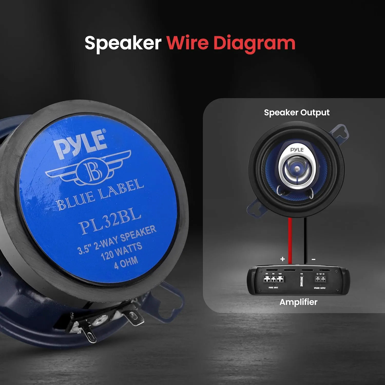 Pyle 2-Way Universal Car Stereo Speakers - 120W 3.5 Inch Coaxial Loud Pro Audio Car Speaker Universal OEM Quick Replacement Component Speaker Vehicle Door/Side Panel Mount Compatible PL32BL (Pair)