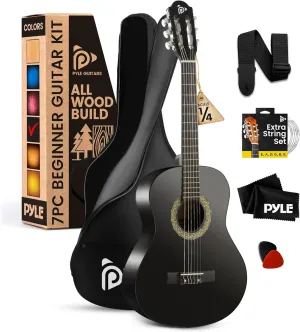 Pyle 6 String Acoustic Guitar, Right, Black Matte, 30" (PGACLS30BKMT)