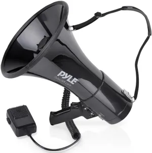 Pyle Megaphone Speaker PA Bullhorn with Built-in Siren 50 Watts & Adjustable Volume Control Ideal for Football, Baseball, Hockey, Cheerleading Fans & Coaches or for Safety Drills - PMP53IN