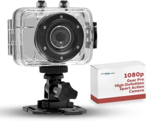 Pyle Mini HD Sports Action Camera - 5.0 MP HD Cam with 2" Touch Screen, USB, SD Card Slot, Rechargeable Battery - IPX8 Waterproof Case, Helmet Mount, Bike Handlebar, Ideal for Outdoor Adventures