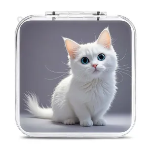 QMNBTES White Cute Cat Switch Game Case Switch Game Holder Cartridge Case Storage 12 Games & 2 Micro Sd Card Slots, Travel Carry Cases, Portable Games Card Storage, Hard Shell, Buckle Closure