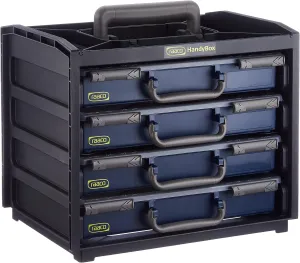 Raaco 136242 Portable Handy Box   4 A4 Assorters, Black/Blue