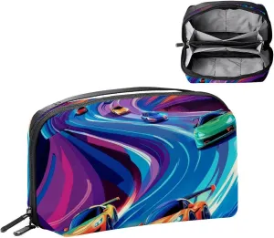 Race Cars on Bright the Racing Track Electronics Organizer, Cord Cable Storage Bag Waterproof for Home Travelling, Electronic Accessories Case for Charge Mouse USB SD Card Hard Drives