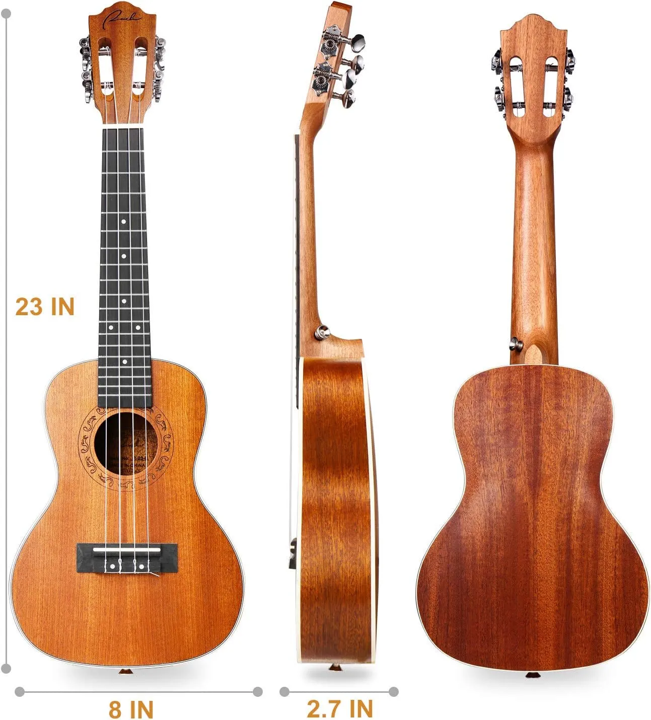 Ranch Concert Ukulele 23 inch Classical ukelele Instrument with Online 12 Lessons Professional Beginner Ukalalee Starter Pack Bundle Ukele Gig bag