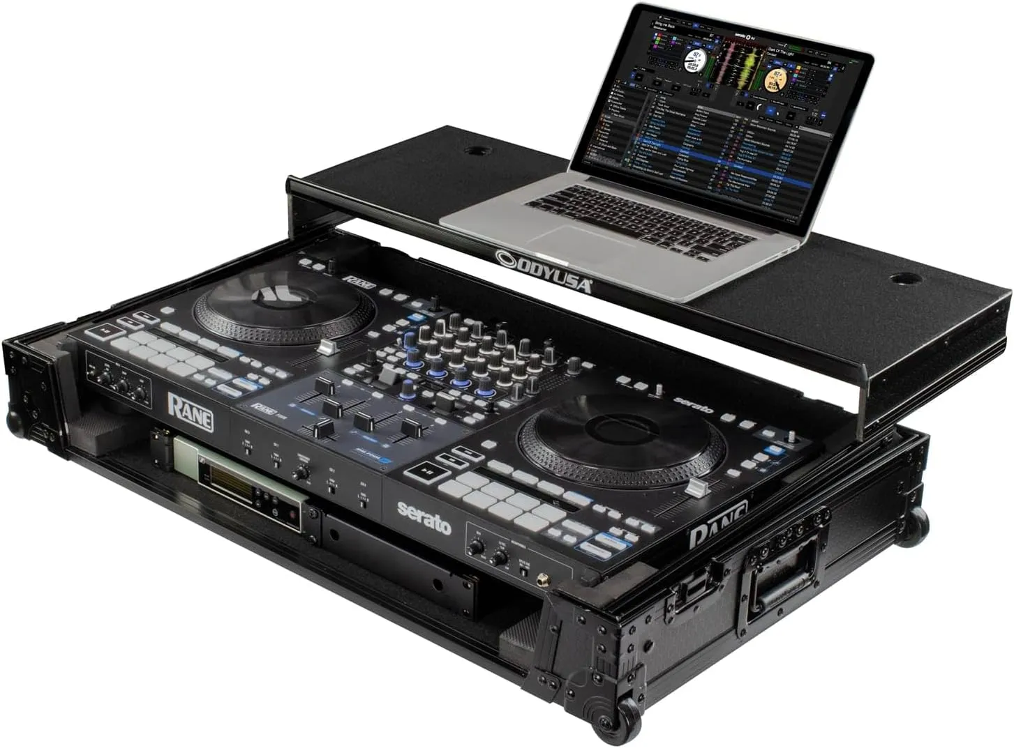 RANE FOUR I-Board Flight Case with Glide Style Laptop Platform and Wheels