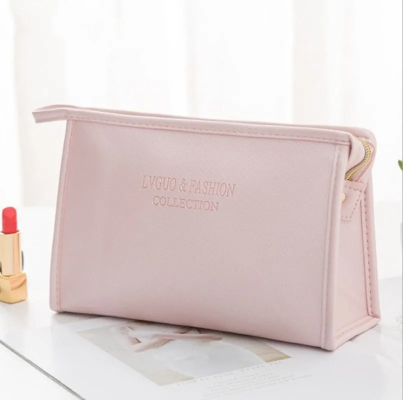 Realaiot 1 Pc  Large Women Cosmetic Bag PU Leather Waterproof  Zipper Make Up Bag Travel Washing Makeup Organizer Beauty Case