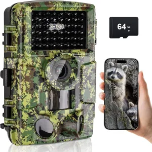 ReeMoo Trail Camera 4K 60MP WiFi Game Camera IP66 Waterproof with No Glow Night Vision, 120° Wide Angle Motion Activated Hunting Camera for Outdoor Wildlife Detection