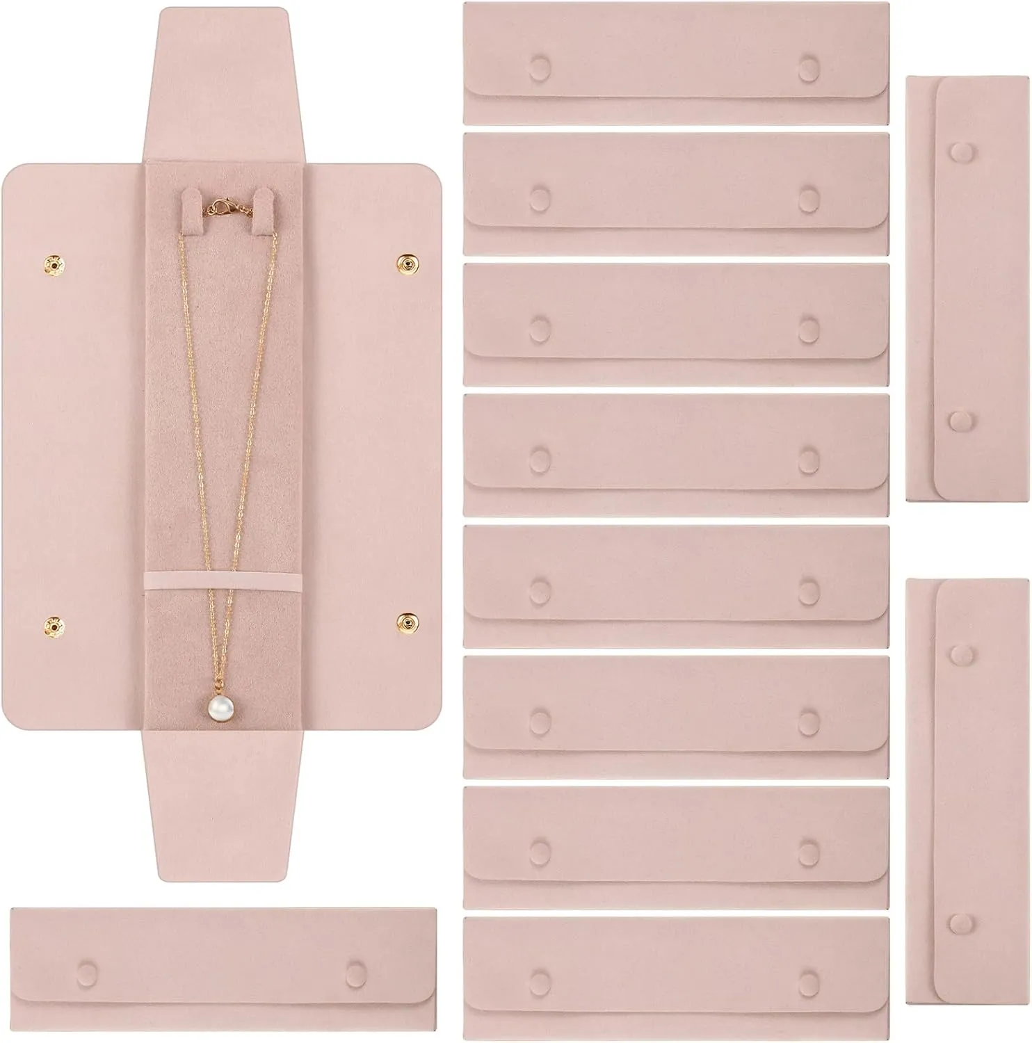 Remuuly 12 Pcs Necklace Travel Case No Tangle Necklace Pouch Travel Jewelry Organizer Bridesmaid Gifts for Wedding Single Portable Microfiber Jewelry Case Storage Bag for Women