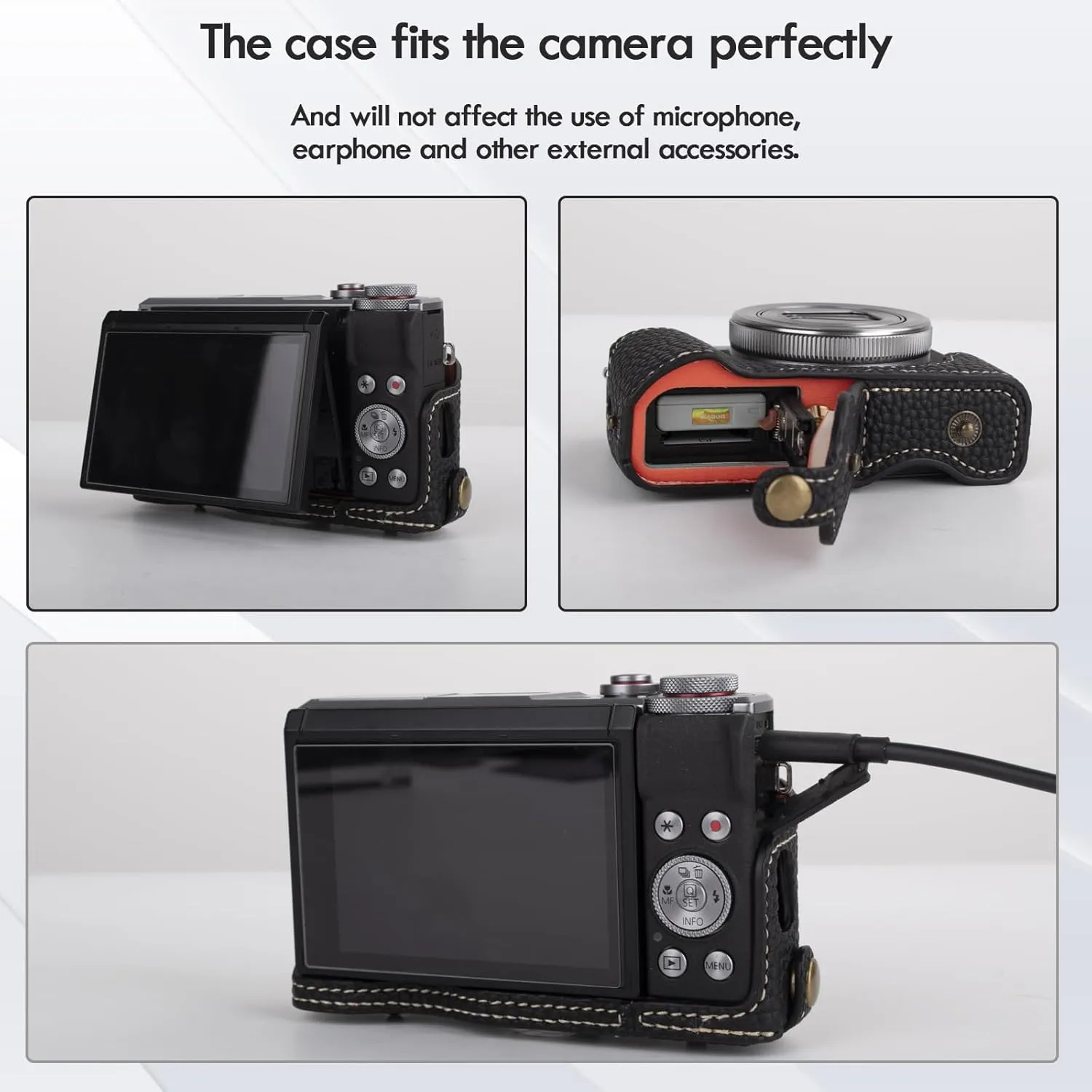 Rieibi G7 X G7X II G7X III Case, Trendy Leather Camera Case for Canon PowerShot G7X G7X Mark II G7X Mark III Camera, Protective Case with Strap