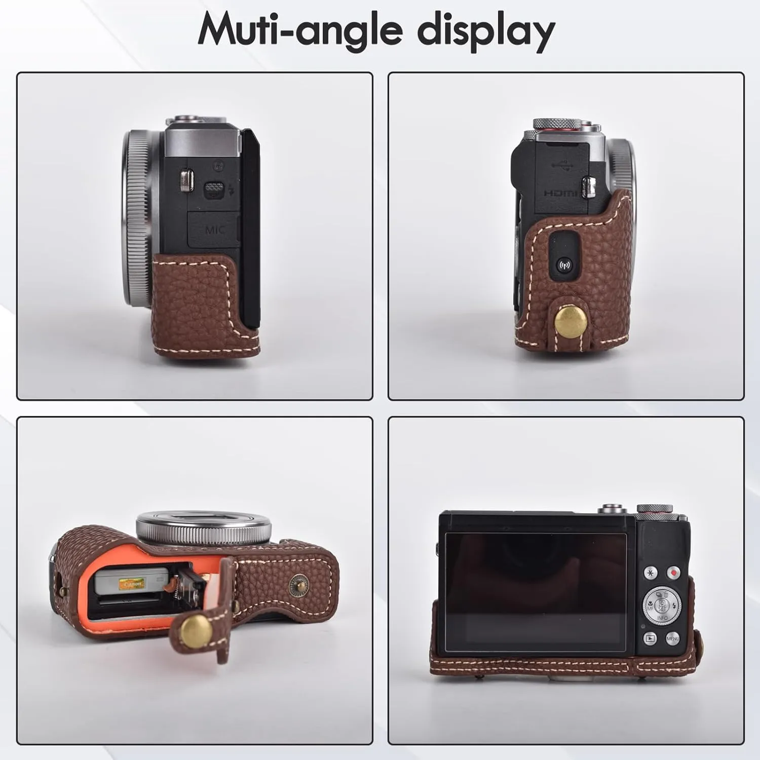 Rieibi G7 X G7X II G7X III Case, Vintage Leather Camera Case for Canon PowerShot G7X G7X Mark II G7X Mark III DSLR Camera, Protective Case with Strap