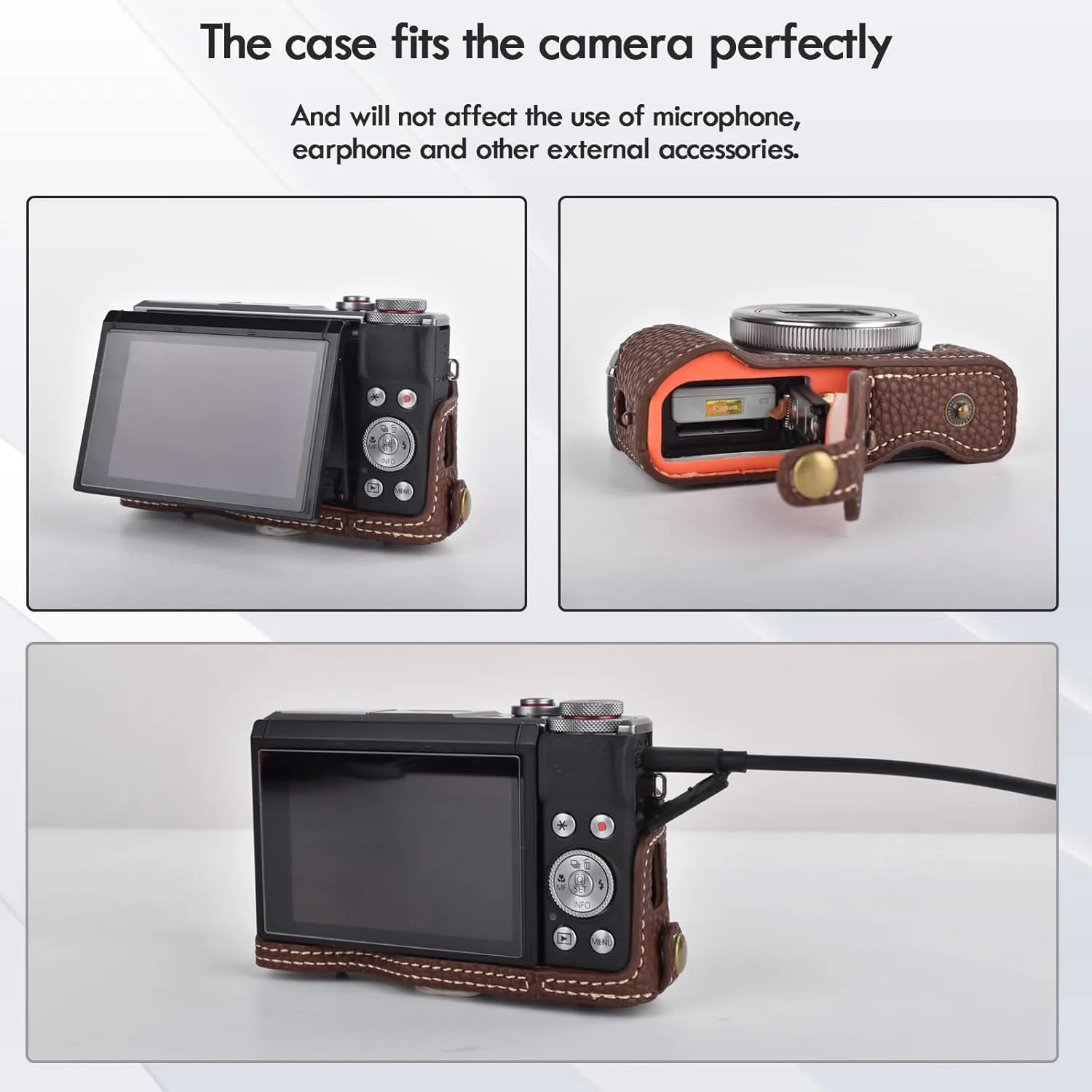 Rieibi G7 X G7X II G7X III Case, Vintage Leather Camera Case for Canon PowerShot G7X G7X Mark II G7X Mark III DSLR Camera, Protective Case with Strap