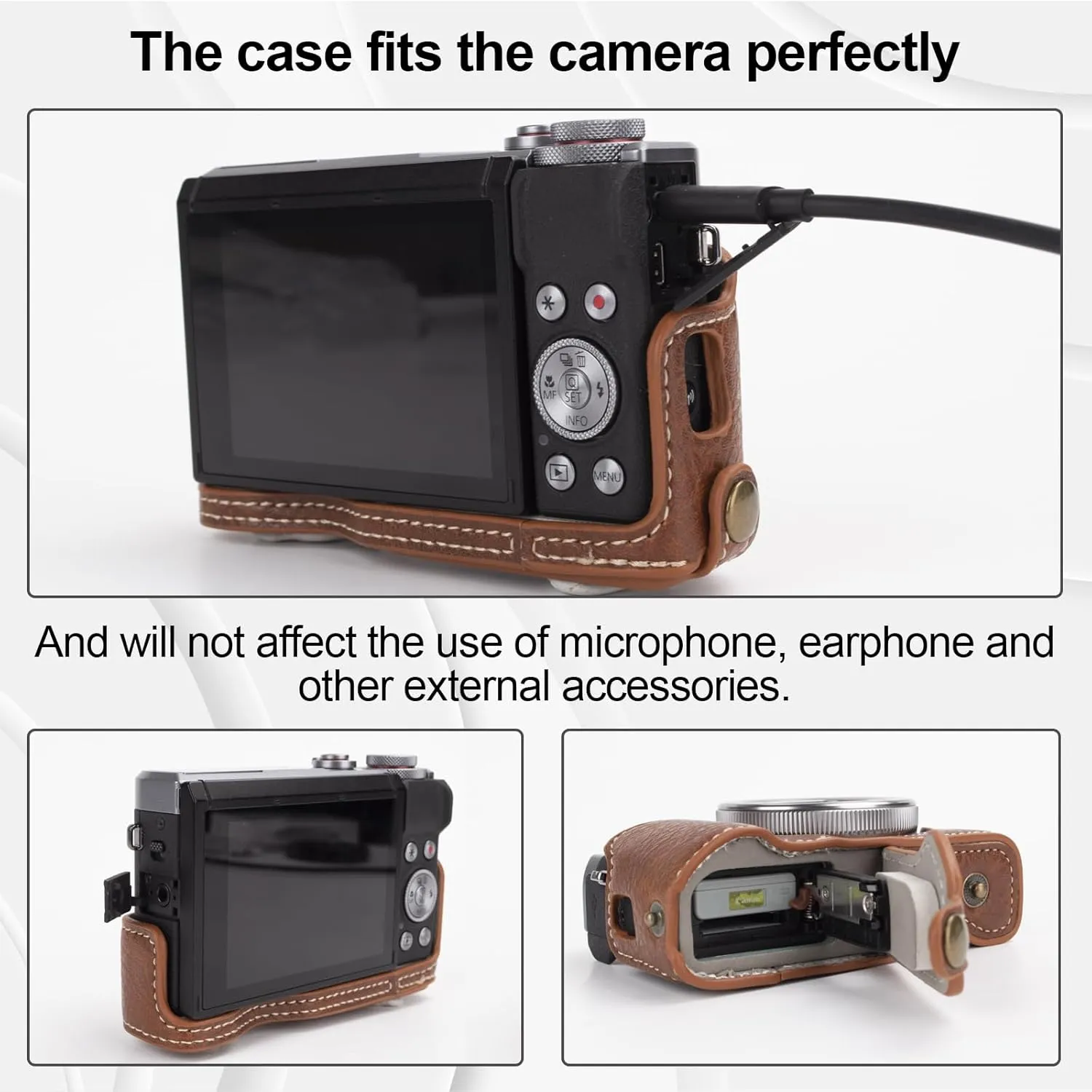 Rieibi Vintage Leather Camera Case for Canon PowerShot G7X Mark III, Protective Case with Strap
