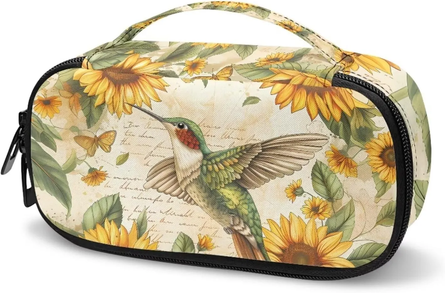 Rnyleeg Insulin Travel Case,Sunflower Floral Hummingbird Diabetic Case Insulated Organizer Portable Cooling Bag for Insulin Pen and Medication Diabetic Supplies