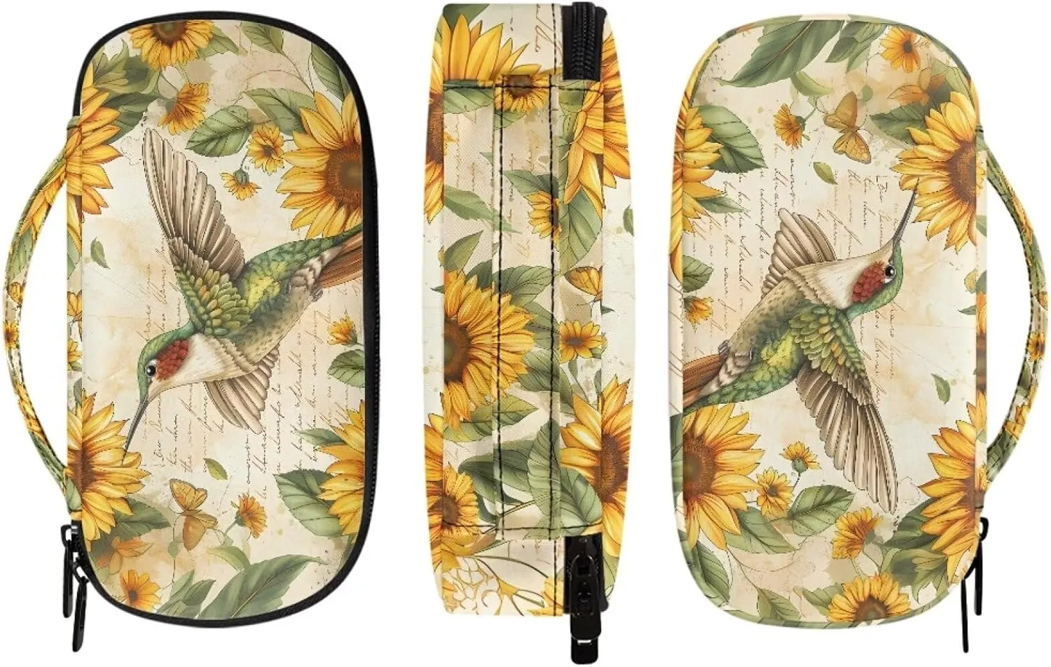 Rnyleeg Insulin Travel Case,Sunflower Floral Hummingbird Diabetic Case Insulated Organizer Portable Cooling Bag for Insulin Pen and Medication Diabetic Supplies