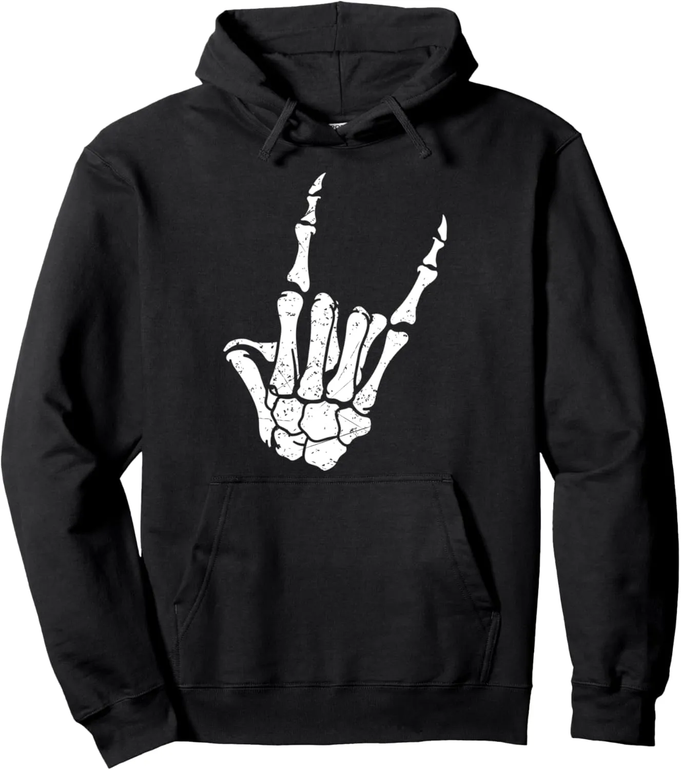 Rock On Horns Skeleton Hoodie, Rock On, Heavy Metal Hoodie Pullover Hoodie