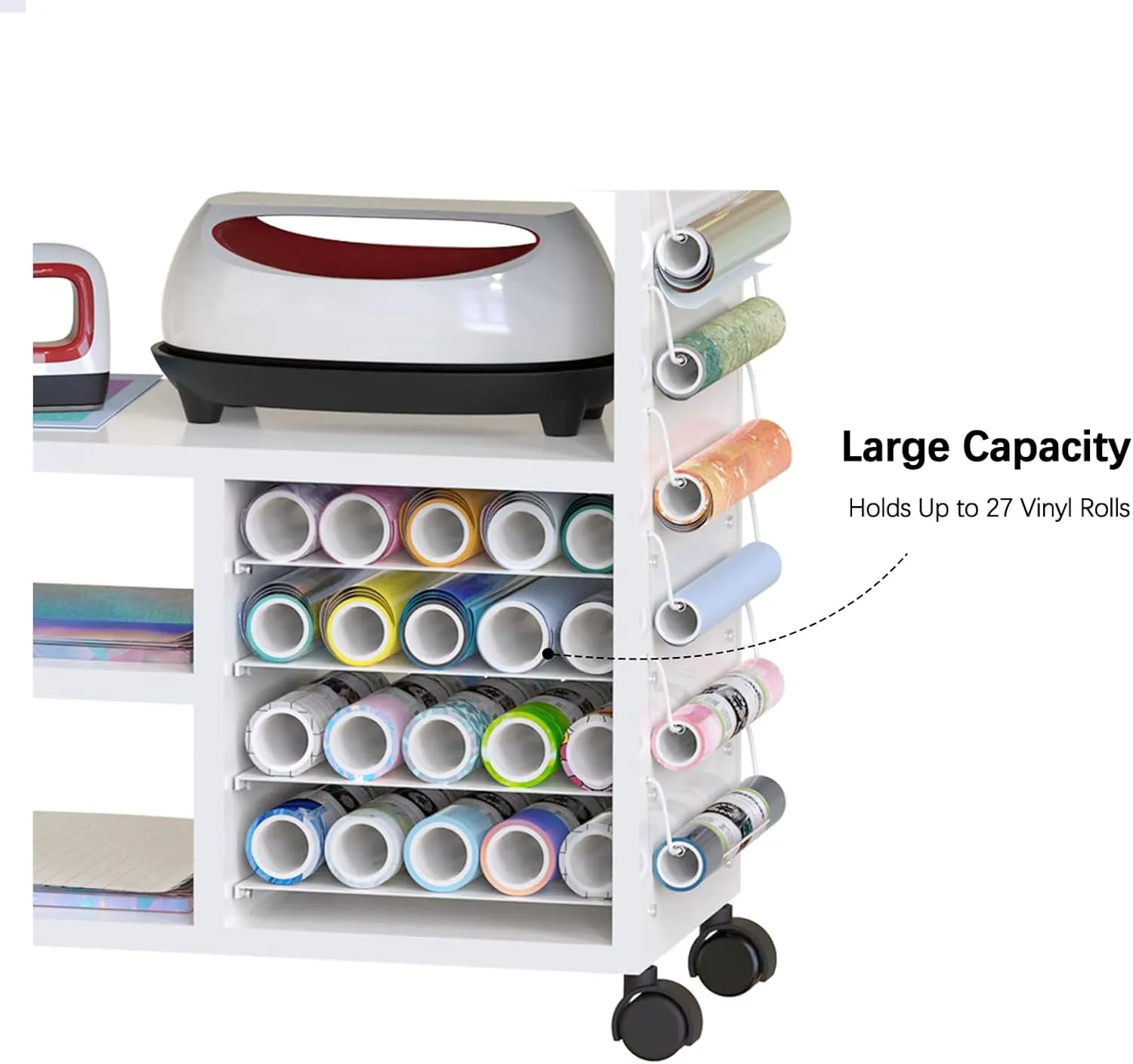 Rolling Craft Cart with Storage Drawers & Wheels - Heavy Duty Mobile Craft Organizer for Cricut Machines, Scrapbooking Supplies, Art Studio | Adjustable Shelves & Lockable Casters