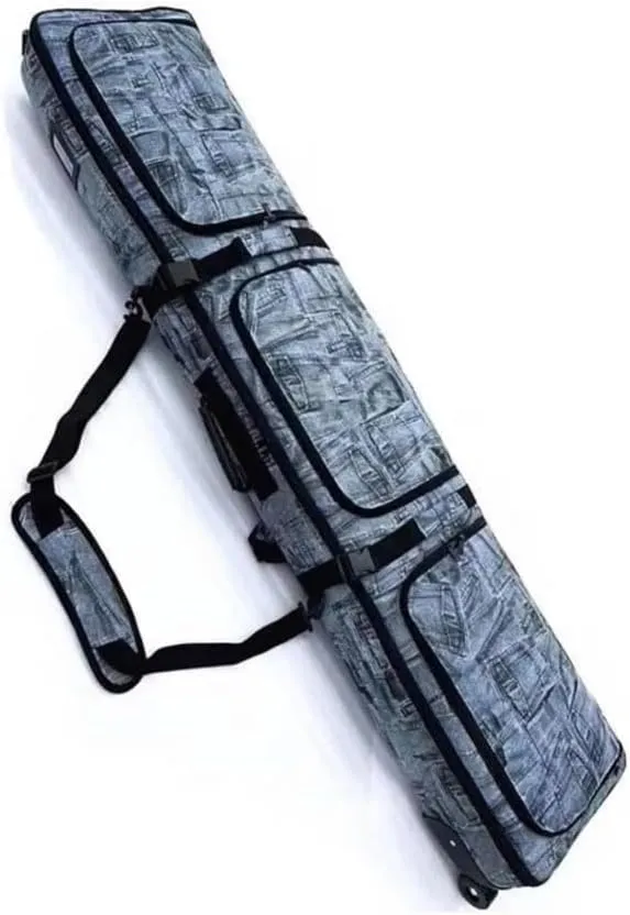 Rolling Ski Backpack, Mobile Padded Snowboard Bag, Professional Snowboard Travel Backpack, Large Capacity Water-Resistant Backpack for Skiing, Snowboard & Accessories