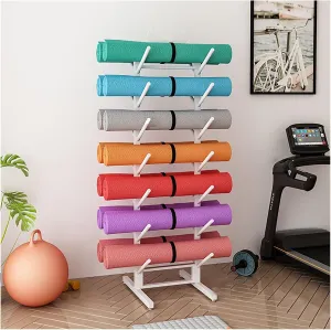 Rolling Yoga Mat Foam Roller Storage Organizer Holder with Lockable Wheels, Commercial Freestanding Heavy Duty Display Rack Shelf, Store/ Yoga Studios Mobile Stand ( Color : White , Size : No wheels )