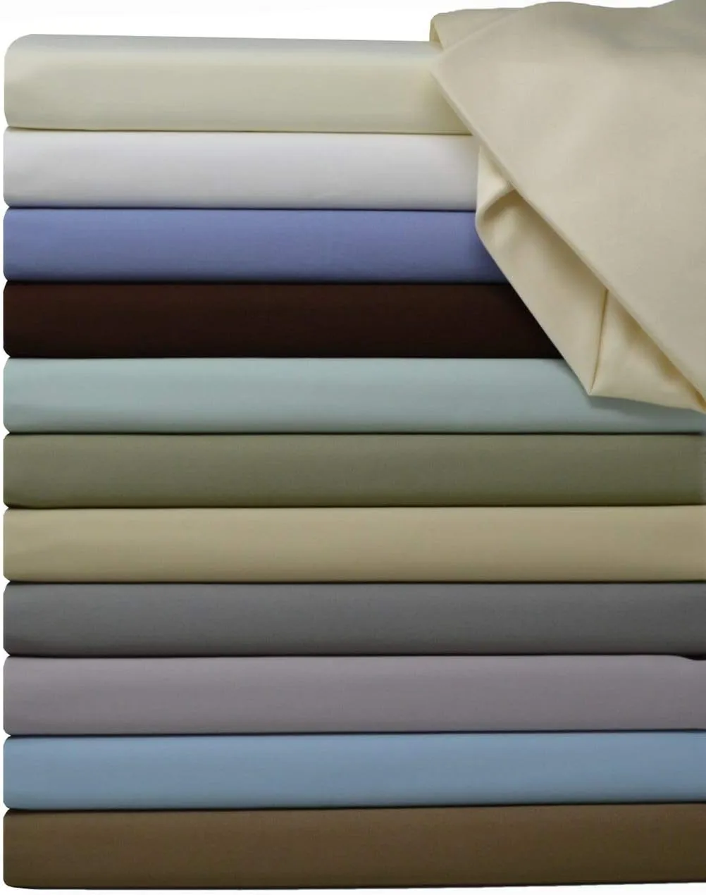 Royal Hotel Bedding Solid Sea 600-Thread-Count 2pc / Pair Standard/Queen Size 20" x 30" Pillowcases 100% Cotton, Sateen, Pillow Cases