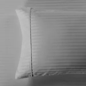 Royal Tradition Damask Striped 600-Thread-Count, 100-Percent Cotton Set of 2 King Size Pillow Cases, Grey