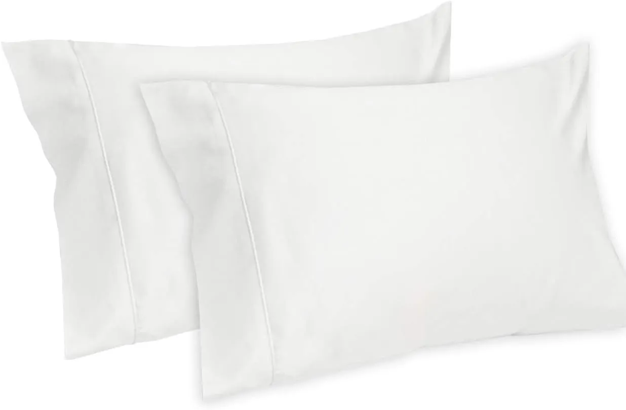Royal Tradition Solid 600-Thread-Count, 100-Percent Cotton Set of 2 Standard-Queen Pillow Cases, White