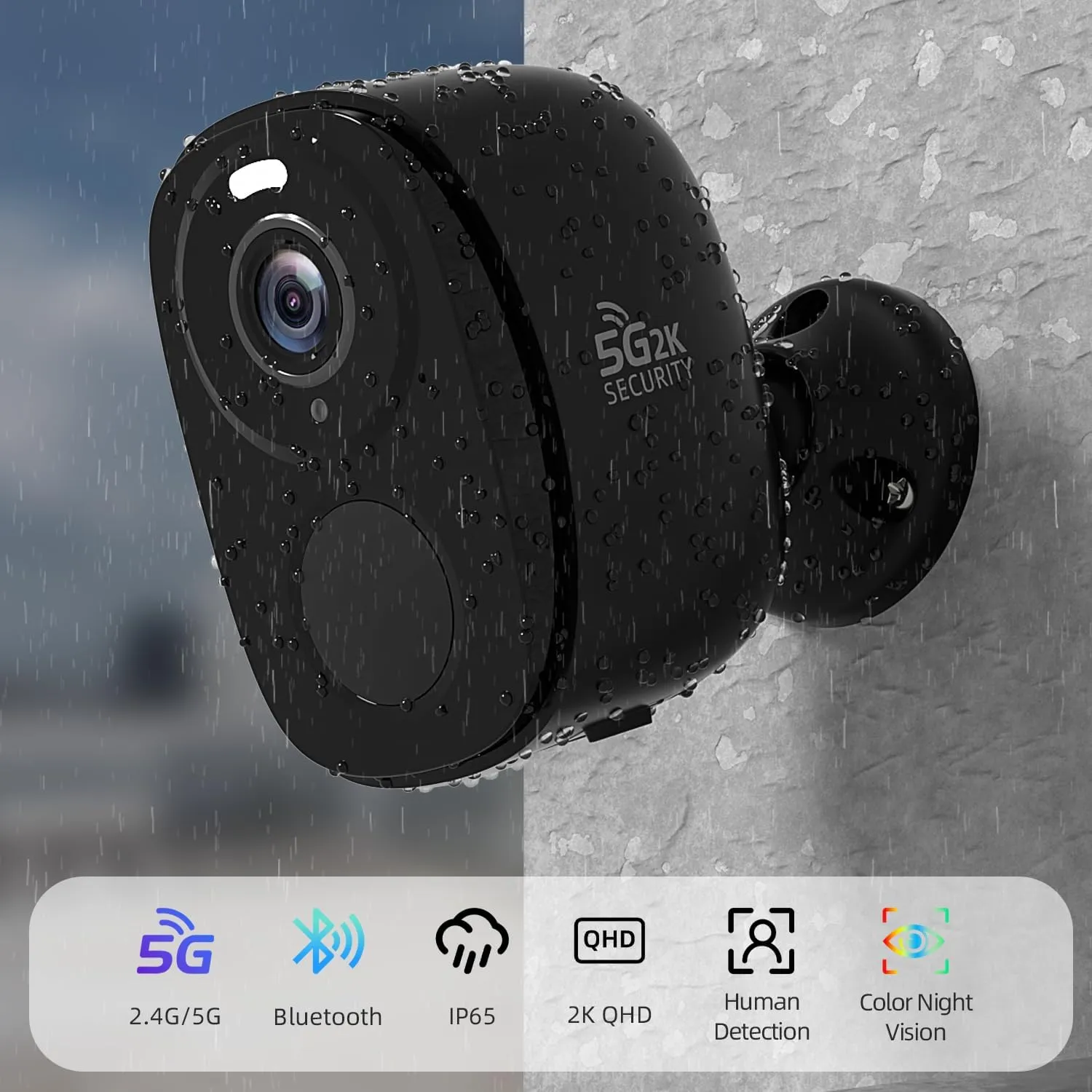 Rraycom 5G/2.4G WiFi Security Cameras Wireless Outdoor, 2K Battery Powered AI Motion Detection Siren Alarm Home Indoor Camera,Color Night Vision, 2-Way Talk, IP65 Waterproof, Works/Alexa, Cloud/SD