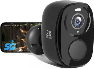 Rraycom 5G/2.4G WiFi Security Cameras Wireless Outdoor, 2K Battery Powered AI Motion Detection Siren Alarm Home Indoor Camera,Color Night Vision, 2-Way Talk, IP65 Waterproof, Works/Alexa, Cloud/SD