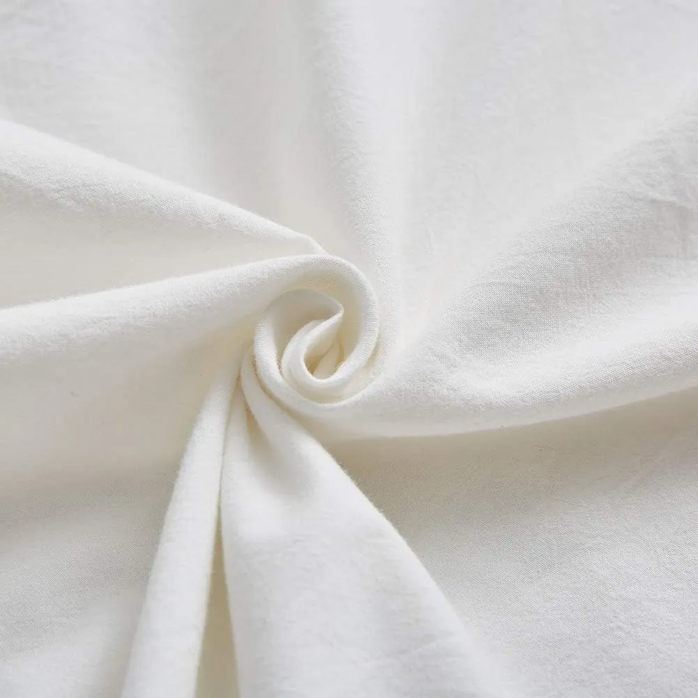 Ruffle Pillow Shams King Size Set of 2, Shabby Washed Cotton Pillow Cases White Farmhouse Pillow Covers 20"x36"
