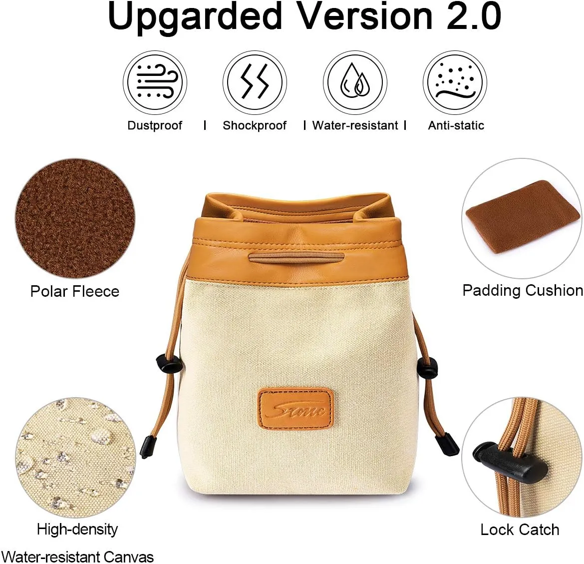 S-ZONE Soft Camera Bag DSLR Insert Handbag Drawstring Lens Case Compatible with Canon Nikon Sony