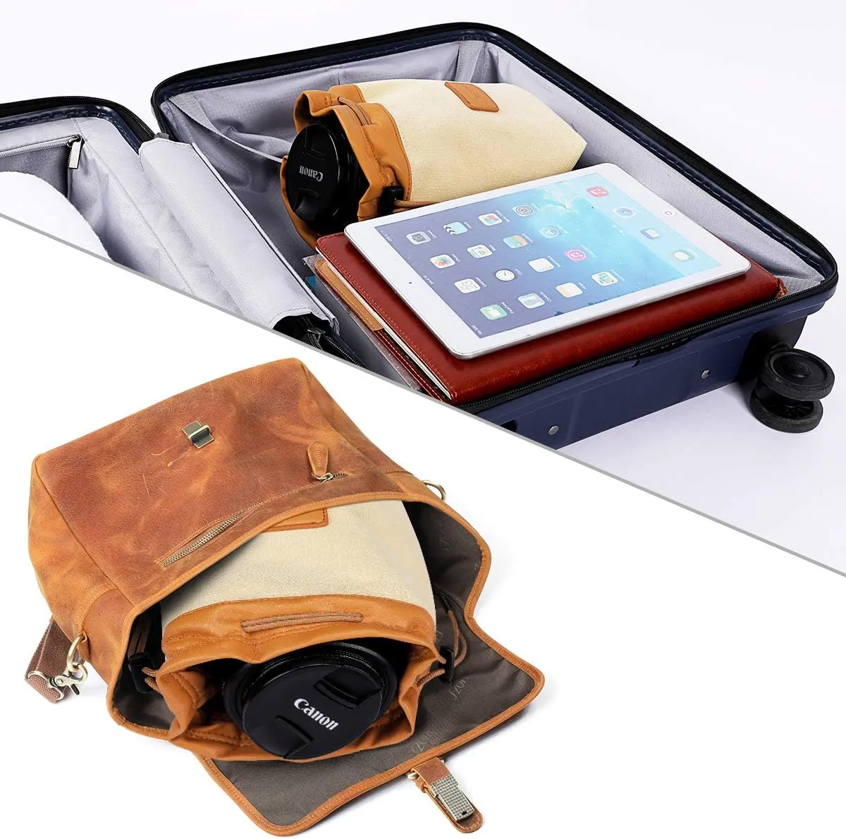 S-ZONE Soft Camera Bag DSLR Insert Handbag Drawstring Lens Case Compatible with Canon Nikon Sony