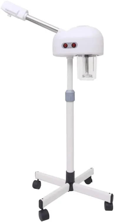 Salonsunny White Facial Steamer with 4 Wheels Rolling Base Design for Face Personal Care Use at Home or Salon