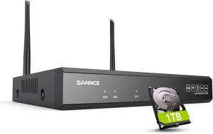 SANNCE 10CH 5MP NVR All-in-One Wireless CCTV Security Camera System with 1TB HDD Waterproof Surveillance IP Camera System,Plug an Play,Enhance Signal,P2P,Snapshot Email Alert & APP Push