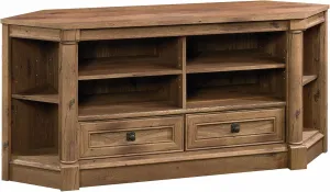 Sauder Palladia Corner TV Stand Console Entertainment Credenza, in Vintage Oak