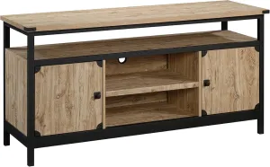 Sauder Steel River Industrial Metal & Wood TV Credenza with Doors, for TVs up to 65", Milled Mesquite Finish