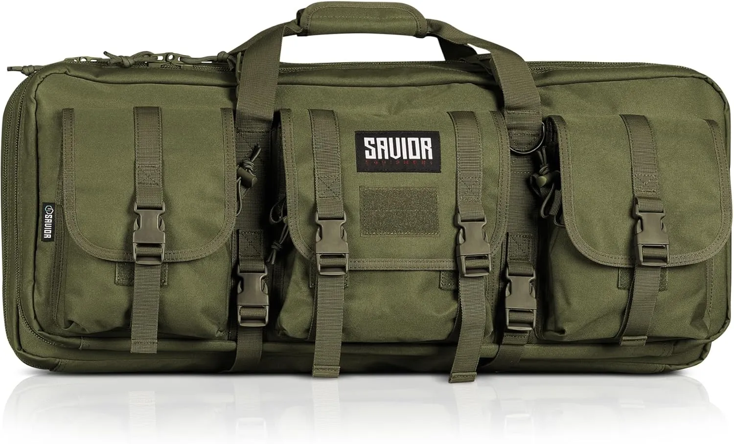 Savior Equipment American Classic Shorty Tactical Double Short Gun Case Pistol Bag, Spacious Front Pockets, Padded Shoulder Strap Included