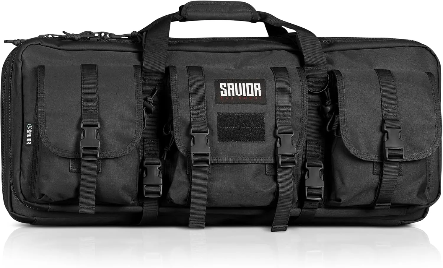 Savior Equipment American Classic Shorty Tactical Double Short Gun Case Pistol Bag, Spacious Front Pockets, Padded Shoulder Strap Included