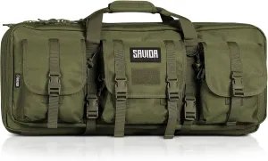 Savior Equipment American Classic Shorty Tactical Double Short Gun Case Pistol Bag, Spacious Front Pockets, Padded Shoulder Strap Included