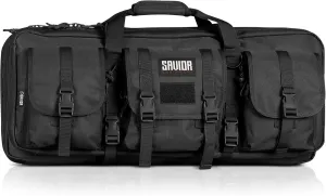 Savior Equipment American Classic Shorty Tactical Double Short Gun Case Pistol Bag, Spacious Front Pockets, Padded Shoulder Strap Included