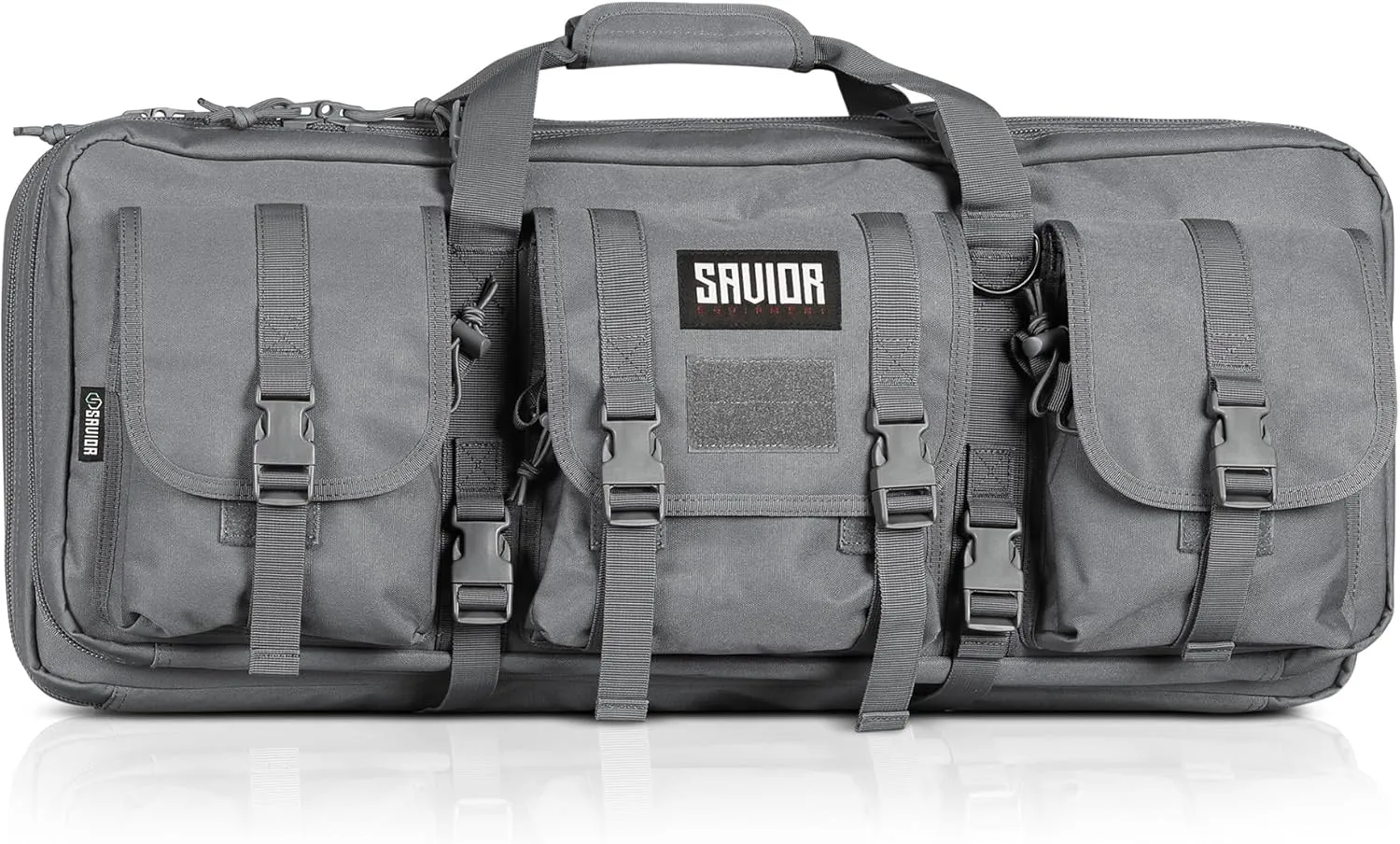 Savior Equipment American Classic Shorty Tactical Double Short Gun Case Pistol Bag, Spacious Front Pockets, Padded Shoulder Strap Included